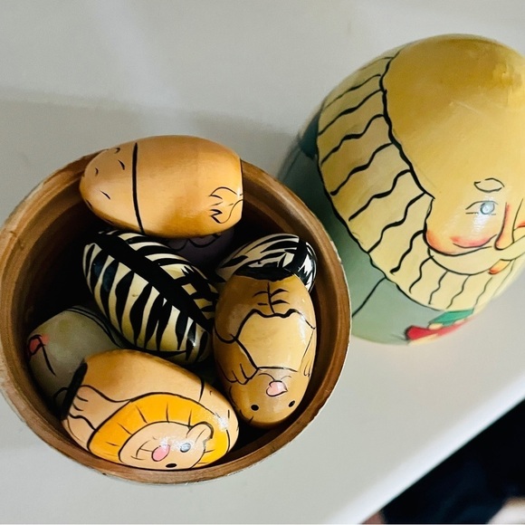 Vintage Terry's Village Hand Painted Noah's Ark Nesting Doll 10 Egg Animals - Picture 6 of 6